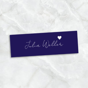 Handgezeichneter Name mit Herz blau Mini Visitenkarte
