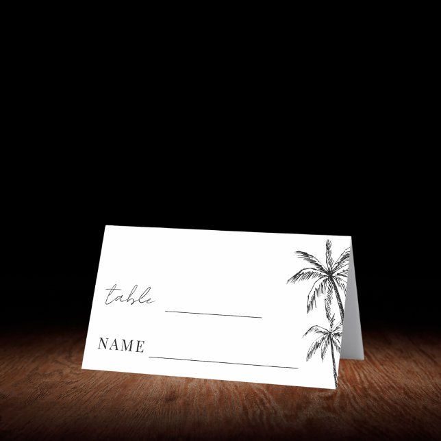 Handgezeichneter Palm Tree Boho Beach Hochzeitstis Platzkarte (Von Creator hochgeladen)