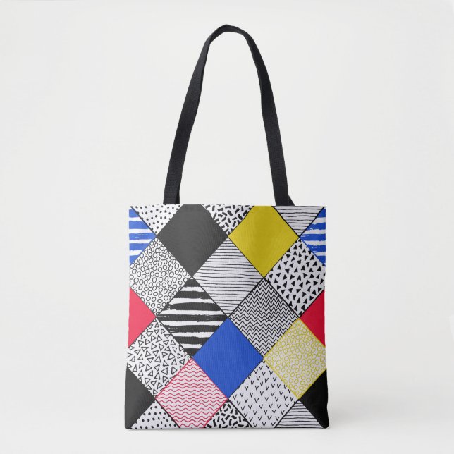 Handgezeichneter Patchwork-Hintergrund. Childisch  (Vorderseite)