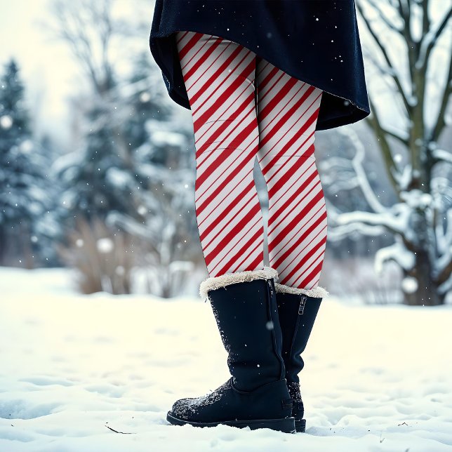Handgezeichneter Peppermint Stripe Klassischer Spa Leggings (Von Creator hochgeladen)