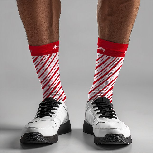 Handgezeichneter Peppermint Stripe Klassischer Spa Socken (Von Creator hochgeladen)