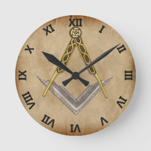 Handgezeichneter Platz und Kompass Runde Wanduhr