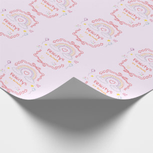 Handgezeichneter Regenbogen Geburtstag Whimsical Geschenkpapier