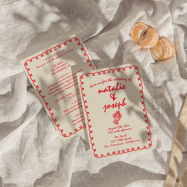 Handgezeichneter Retro einzigartiger Quirky in ein Einladung (Von Creator hochgeladen)