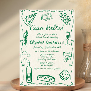 Handgezeichneter Retro Lässig Bridal Brunch Einladung
