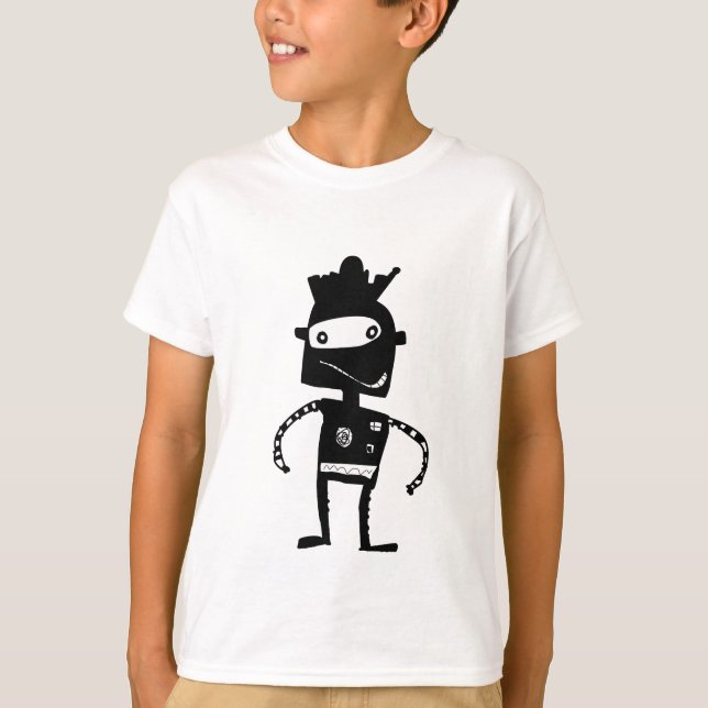 Handgezeichneter Robot-T - Shirt für Kinder (Vorderseite)