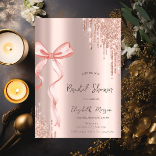 Handgezeichneter rosa Bogen Rose Gold Tropfen Brau Einladung