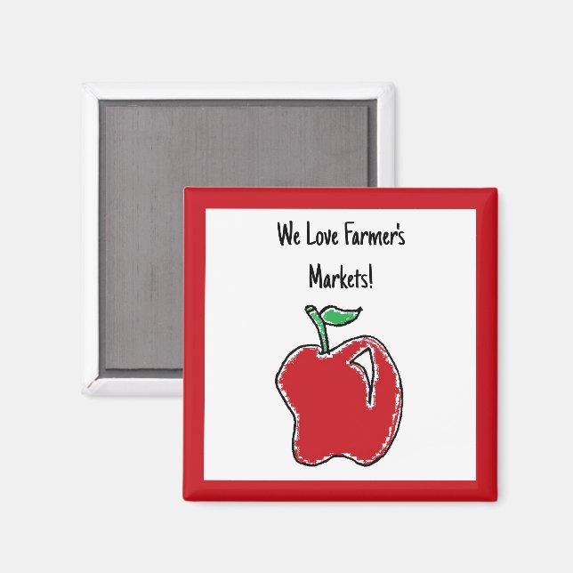 Handgezeichneter roter Apfel Frucht Cartoon Magnet (Vorderseite/Rückseite)