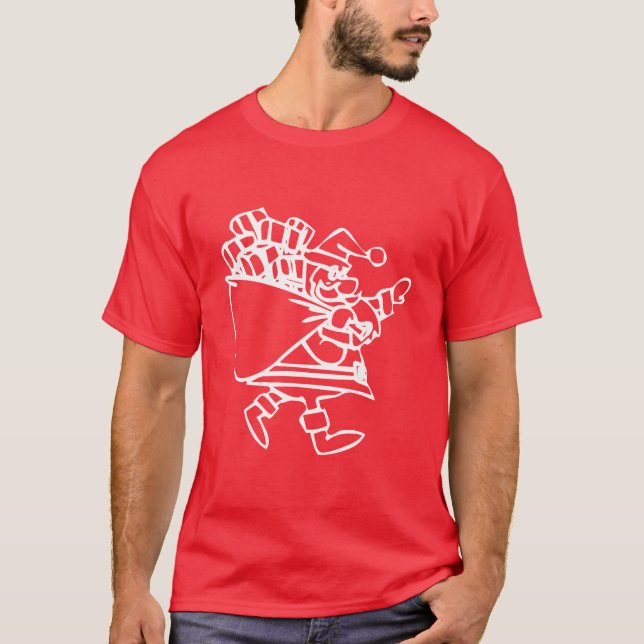 Handgezeichneter Santa mit Geschenken T-Shirt (Vorderseite)