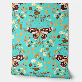 Handgezeichneter Schmetterling auf türkisfarbenem  Tapete