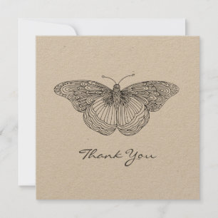 Handgezeichneter Schmetterling Dankeschön-Karte Dankeskarte