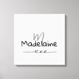 Handgezeichneter Schriftart Monogramm Schwarz Leinwanddruck