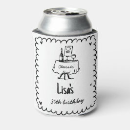 Handgezeichneter Scribble-Cocktail 30., 40. Geburt Dosenkühler