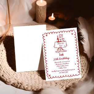 Handgezeichneter Scribble-Cocktail 30., 40. Geburt Einladung