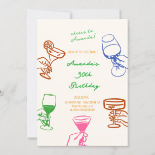 Handgezeichneter Scribble-Cocktail Einladung zum G