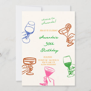 Handgezeichneter Scribble-Cocktail Einladung zum G