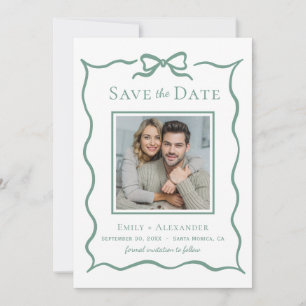 Handgezeichneter skurriler salbeigrüner Hochzeitsb Save The Date