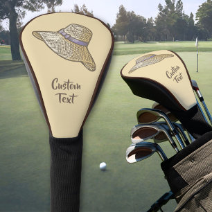Handgezeichneter Strohhut Beige Golf Headcover
