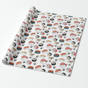 Handgezeichneter Sushi-Mix Geschenkpapier