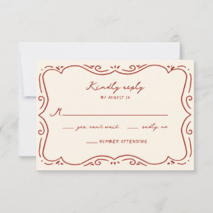 Handgezeichneter Terrakotta-Rahmen Hochzeit RSVP Karte