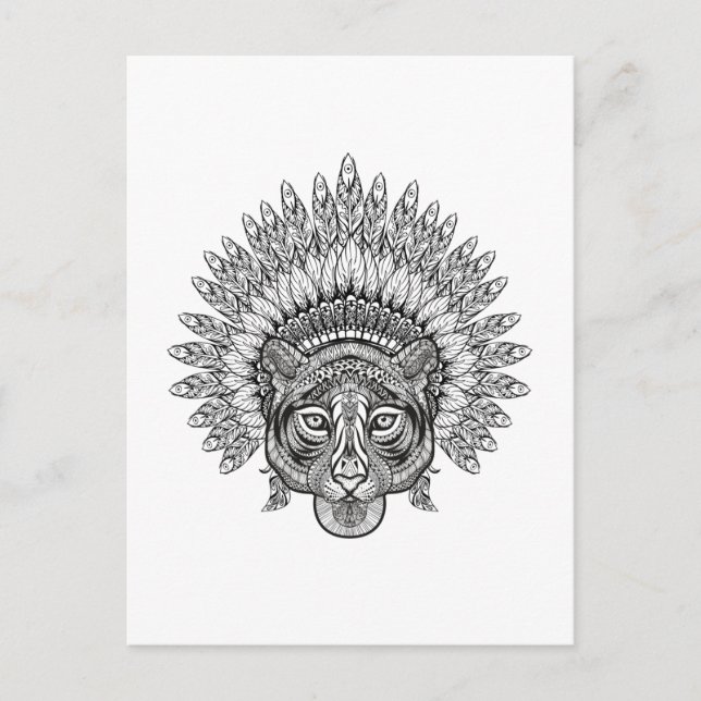 Handgezeichneter Tiger im Stil Postkarte (Vorderseite)