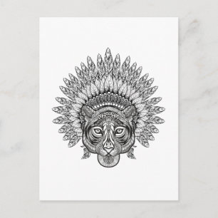 Handgezeichneter Tiger im Stil Postkarte