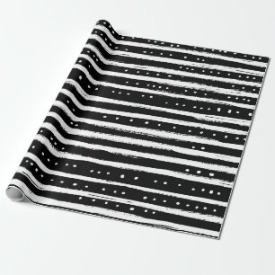 Handgezeichneter Trockenpinselstreifen in Schwarz Geschenkpapier