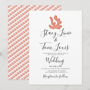 Handgezeichneter tropischer Strand mit Korallenrif Einladung