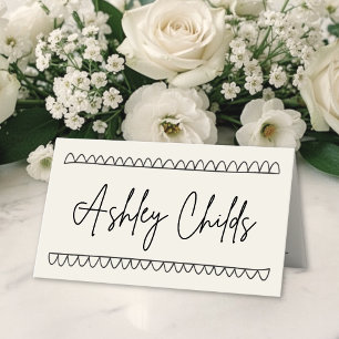 Handgezeichneter Vintage-Name Hochzeit Platzkarte