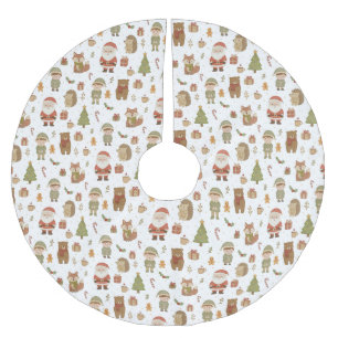 Handgezeichneter Waldtier-Weihnachtsbaum-Unterrock Polyester Weihnachtsbaumdecke