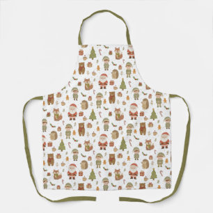 Handgezeichneter Weihnachts-Wald-Apron Schürze
