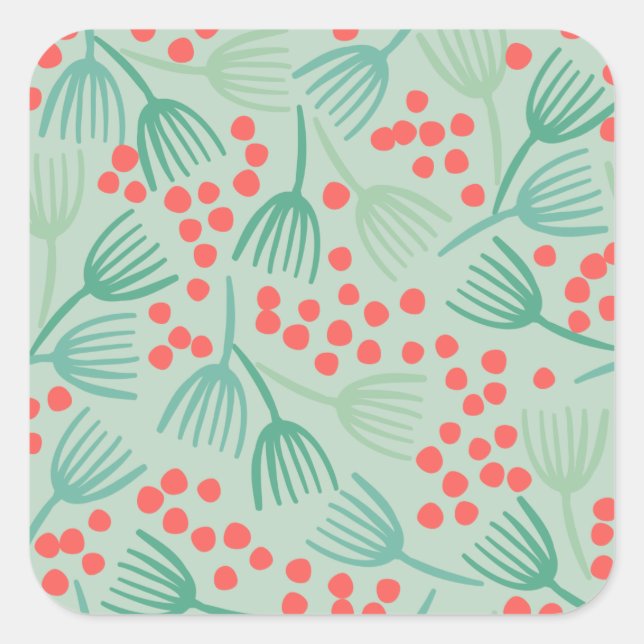 Handgezeichneter Weihnachtsbaum Evergreen Pine Nee Quadratischer Aufkleber (Vorderseite)