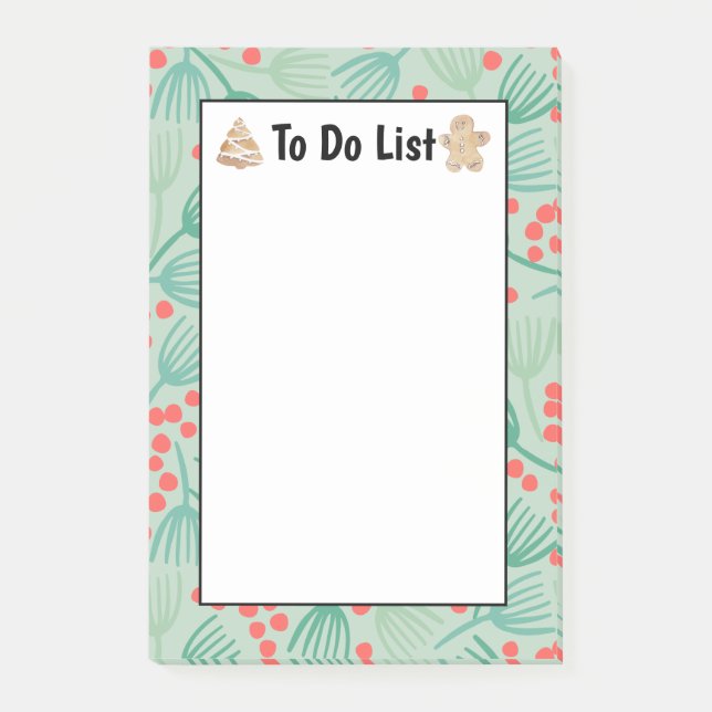 Handgezeichneter Weihnachtsbaum Evergreen Pine zu  Post-it Klebezettel (Vorderseite)