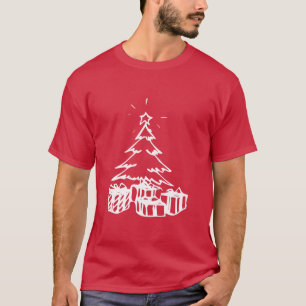 Handgezeichneter Weihnachtsbaum & Geschenke T-Shirt
