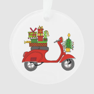 Handgezeichneter Weihnachtsscooter mit Geschenken Ornament