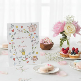 Handgezeichneter Whimsical Tee Brautparty Dessert Sockelschild