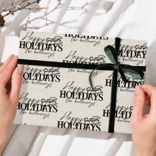 Handgezeichneter Winter Schlittelschreiber Urlaub Geschenkpapier