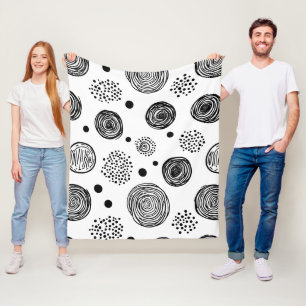 Handgezeichnetes abstraktes Doodle - Schwarz und W Fleecedecke