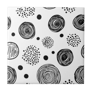 Handgezeichnetes abstraktes Doodle - Schwarz und W Fliese