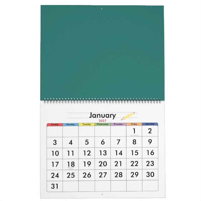 Handgezeichnetes abstraktes Vintages Design Kalender (Jan 2027)