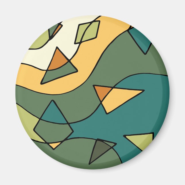 Handgezeichnetes abstraktes Vintages Design Magnet (Vorne)