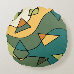 Handgezeichnetes abstraktes Vintages Design Rundes Kissen