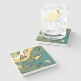 Handgezeichnetes abstraktes Vintages Design Steinuntersetzer