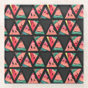 Handgezeichnetes Abstraktes Wassermelonmuster Glasuntersetzer