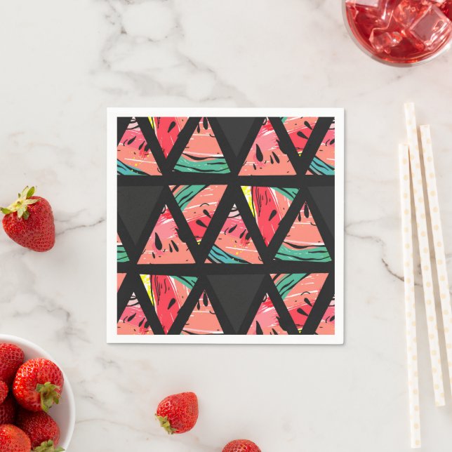 Handgezeichnetes Abstraktes Wassermelonmuster Serviette (Beispiel)