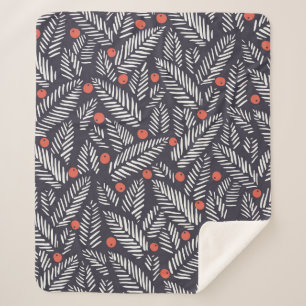 Handgezeichnetes abstraktes Weihnachtsgrün, rot he Sherpadecke