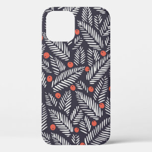 Handgezeichnetes abstraktes Weihnachtslaub, rote h Case-Mate iPhone Hülle