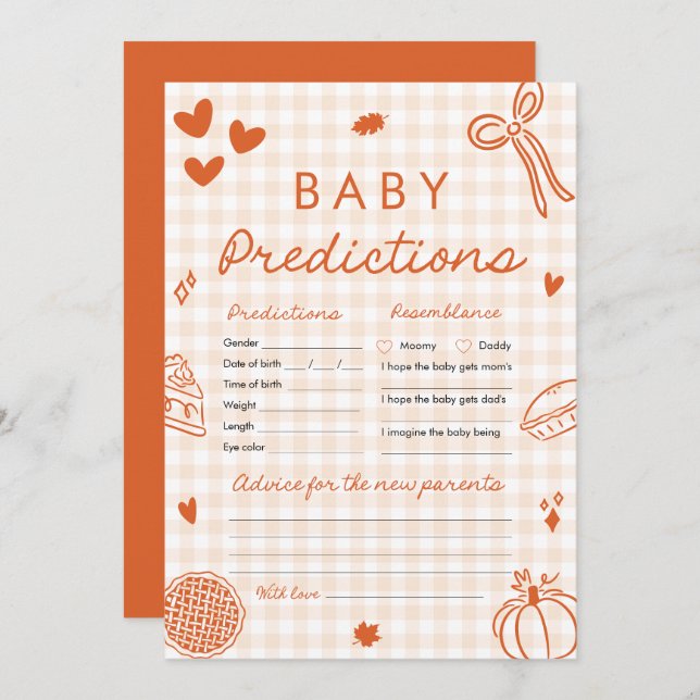 Handgezeichnetes Baby Prediction Baby Shower Game Einladung (Vorne/Hinten)