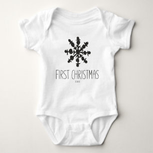 Handgezeichnetes Baby's First Christmas Snowflake Baby Strampler