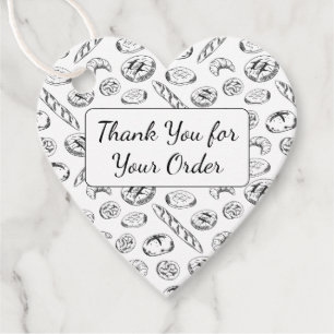 Handgezeichnetes Bäckerei-Muster Herz Danke Geschenkanhänger